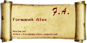 Formanek Alex névjegykártya